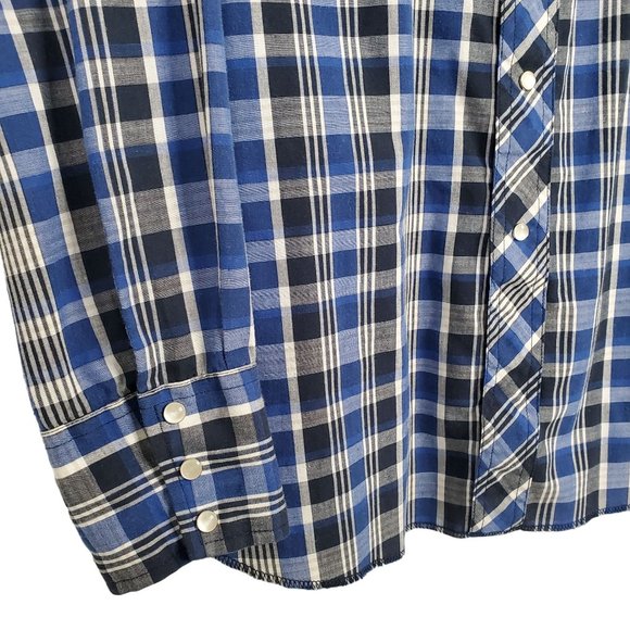 Wrangler Western Mens Size L Shirt Country Pearl Snap Long Sleeve Rodeo Cowboy - Picture 5 of 7